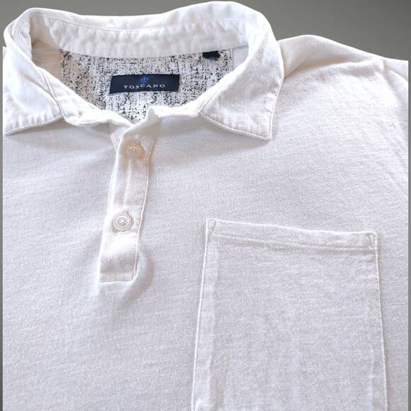 Toscano White Polo Shirt Resortwear Casual Italy Made Modal Cotton Preppy Golf M - Picture 4 of 7